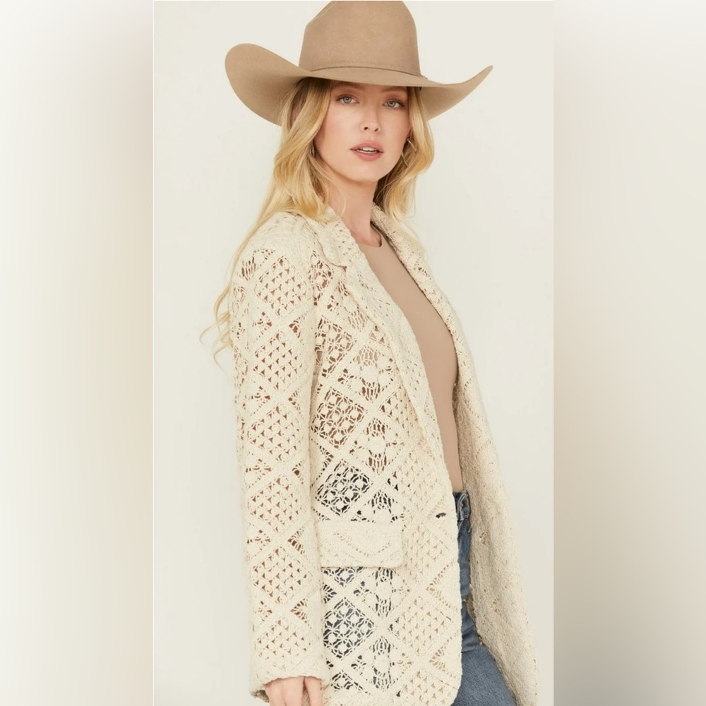 Miss Me Cream Crochet Women's Blazer NWT